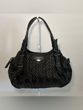 Vera Wang Black Quilted Braided Shoulder Bag